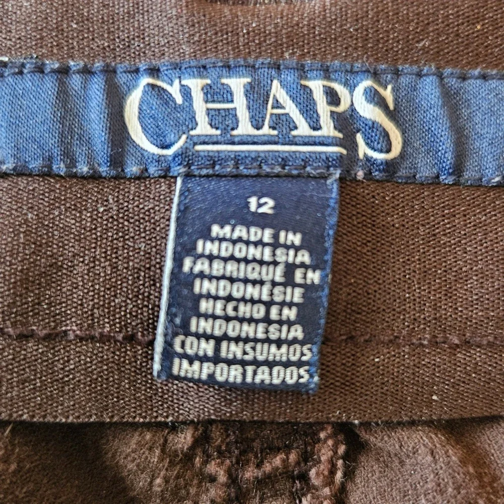 Chaps Womens Brown Corduroy Straight Leg Pants Size 12 Espresso Cotton Blend
